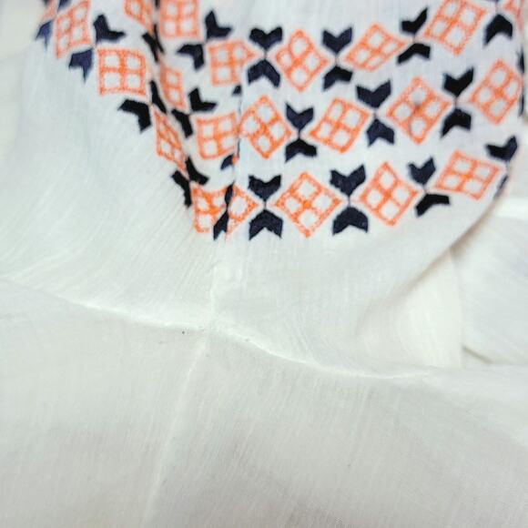 Joie Embroidered Boho Peasant Top Long Sleeve Lightweight Ivory Cream Cotton M - Picture 12 of 16